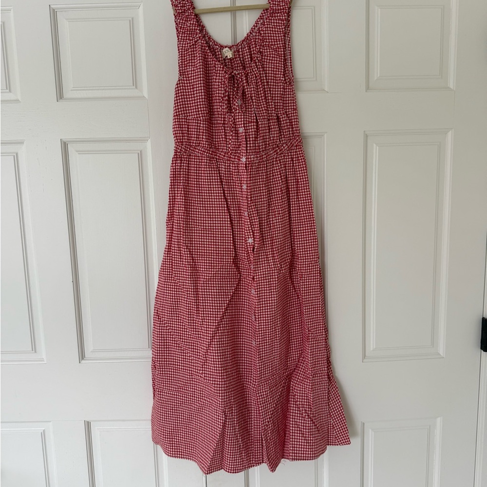 Roolee Red Checkered Sleeveless Dress